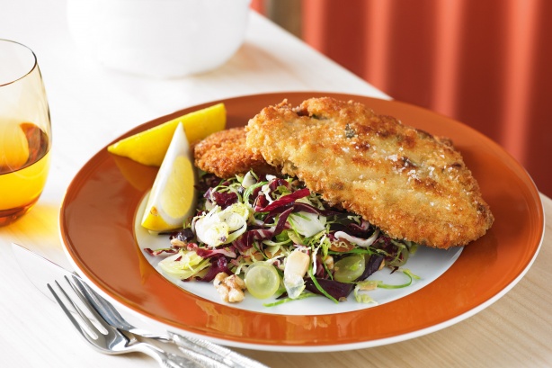 Buttermilk schnitzels with winter slaw