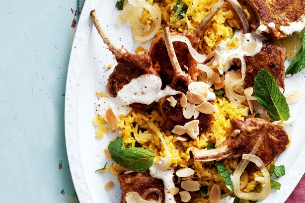 Curried lamb with rice pilaf