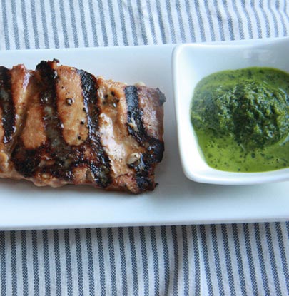 BBQ Salmon with Cilantro Pesto