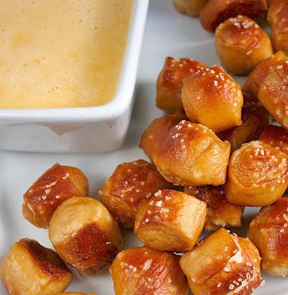 Soft Pretzel Bites with Cheese Sauce