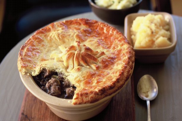 Mutton pie with potato pastry