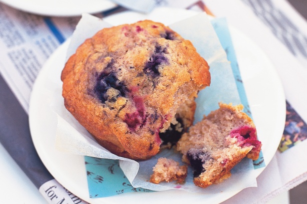 Raspberry & blueberry muffins