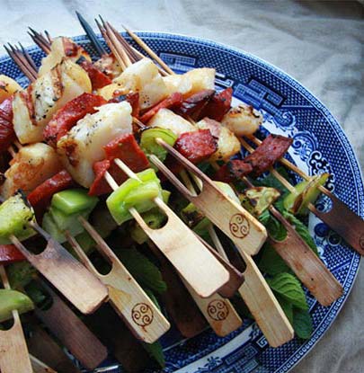 Scallop and Chorizo Skewers