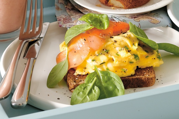 Scrambled eggs with smoked salmon