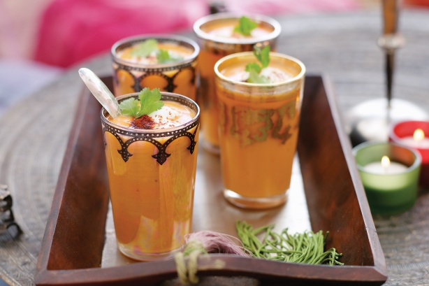 Chilled tomato and harissa soup