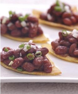 Baked Tortilla Chips with Tomato Bean Sauce