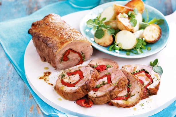 Pesto barbecued lamb with warm potato salad
