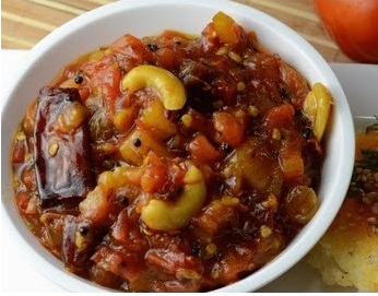 Tomato sweet chutney with Dates and Mango Aam papad